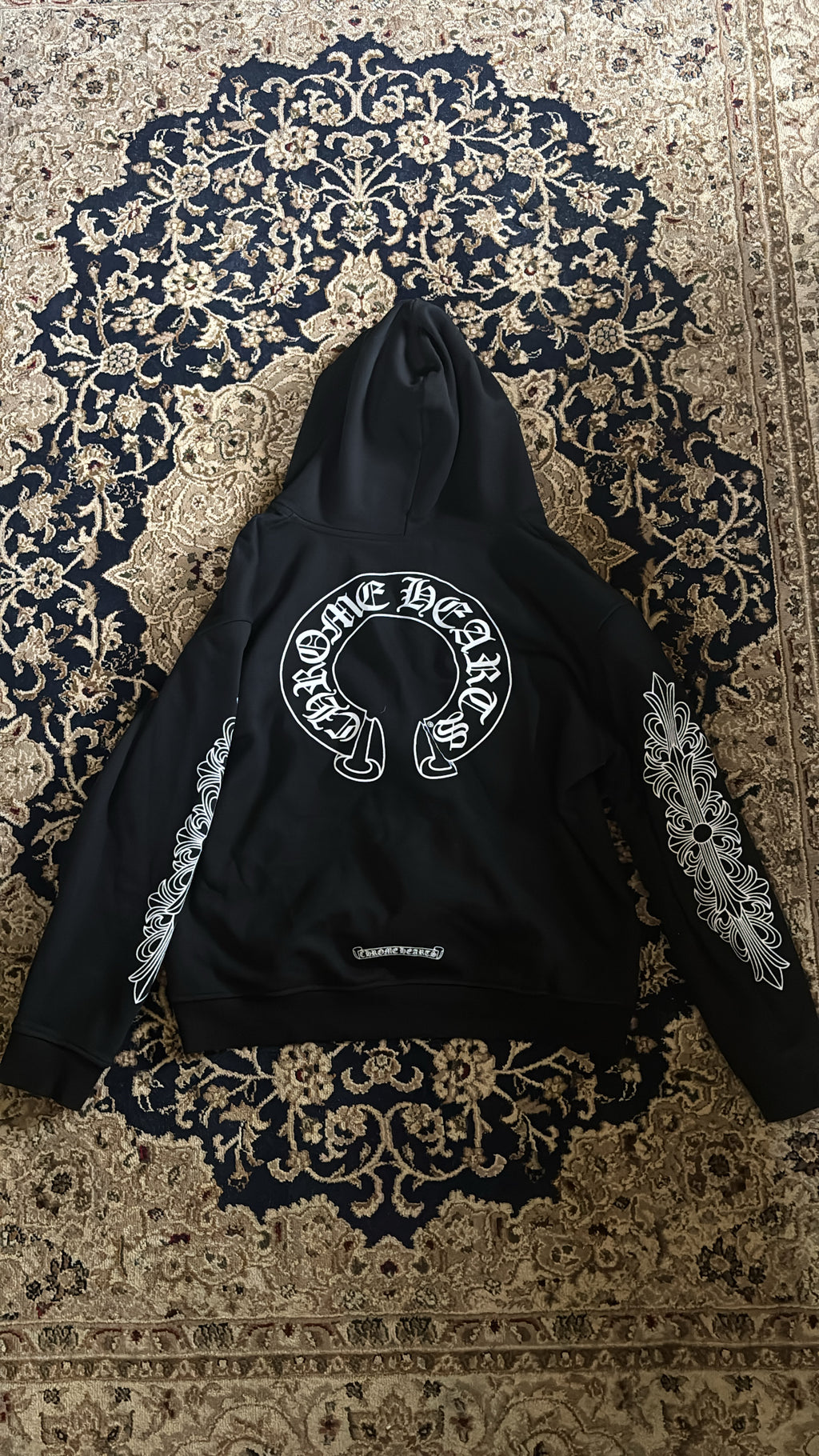 Chrome Hearts Horseshoe Floral Cross Sleeve Zip Up Hoodie