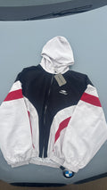 Balenciaga Black and White Red Color Blocked Hooded Jacket
