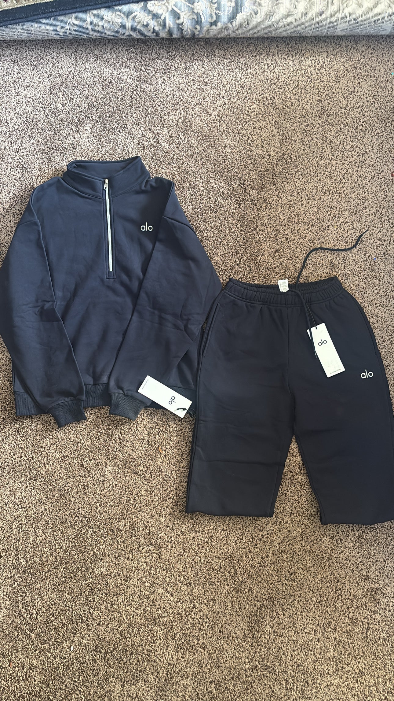 Navy Alo Qauter Zip Set