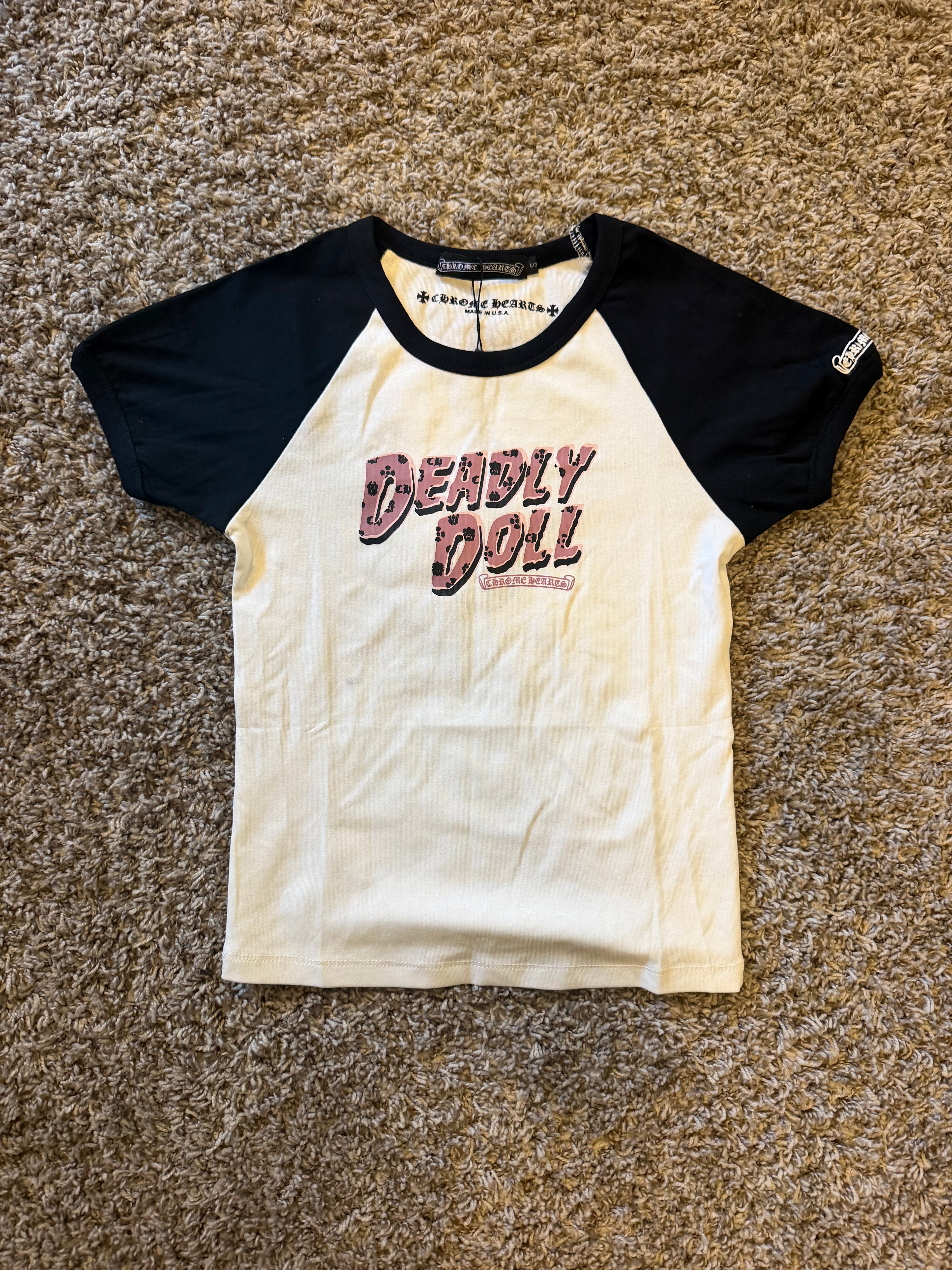 Chrome Hearts "Deadly Doll" Raglan Tee - White & Black
