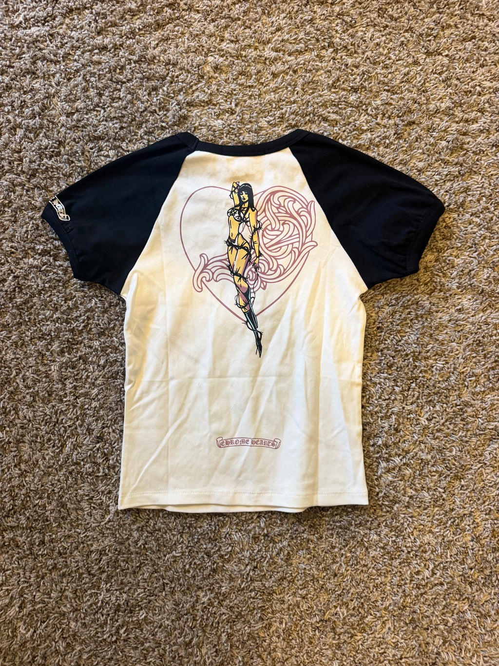 Chrome Hearts "Deadly Doll" Raglan Tee - White & Black